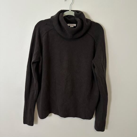 Athleta dark brown wool/cashmere knit turtleneck sweater size M - Picture 11 of 15